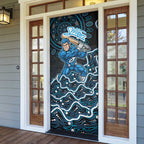 Adelaide Strikers Cricket Mascot Door Cover Aboriginal Dot Art Blue And Black Tribal Pattern