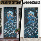 Adelaide Strikers Cricket Mascot Door Cover Aboriginal Dot Art Blue And Black Tribal Pattern