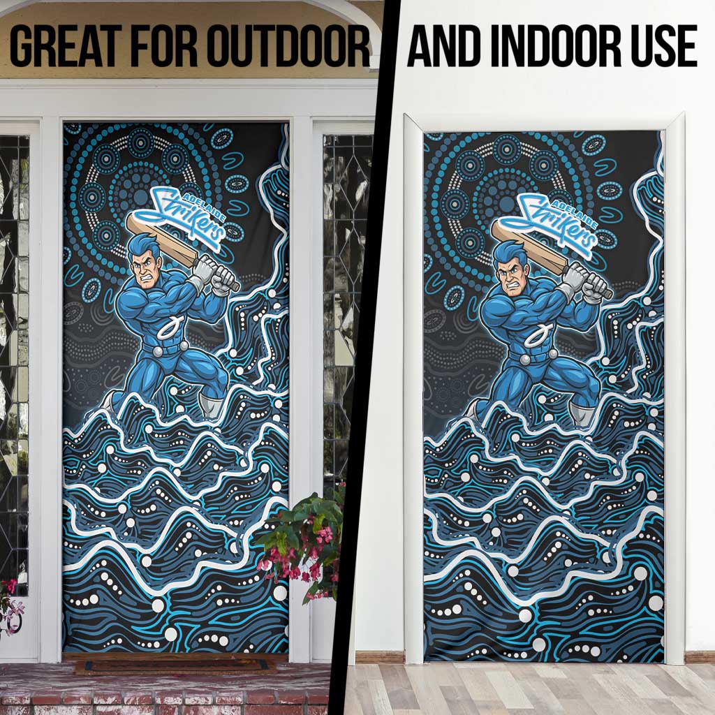 Adelaide Strikers Cricket Mascot Door Cover Aboriginal Dot Art Blue And Black Tribal Pattern