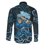 Adelaide Strikers Cricket Mascot Family Matching Mermaid Dress and Hawaiian Shirt Aboriginal Dot Art Blue And Black Tribal Pattern