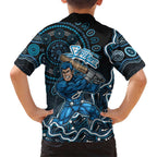 Adelaide Strikers Cricket Mascot Family Matching Off Shoulder Maxi Dress and Hawaiian Shirt Aboriginal Dot Art Blue And Black Tribal Pattern