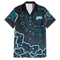 Adelaide Strikers Cricket Mascot Family Matching Off Shoulder Maxi Dress and Hawaiian Shirt Aboriginal Dot Art Blue And Black Tribal Pattern