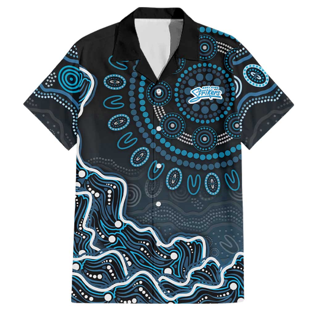 Adelaide Strikers Cricket Mascot Family Matching Off Shoulder Maxi Dress and Hawaiian Shirt Aboriginal Dot Art Blue And Black Tribal Pattern