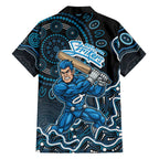 Adelaide Strikers Cricket Mascot Family Matching Off Shoulder Maxi Dress and Hawaiian Shirt Aboriginal Dot Art Blue And Black Tribal Pattern
