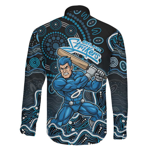 Adelaide Strikers Cricket Mascot Family Matching Off Shoulder Short Dress and Hawaiian Shirt Aboriginal Dot Art Blue And Black Tribal Pattern