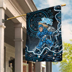 Adelaide Strikers Cricket Mascot Garden Flag Aboriginal Dot Art Blue And Black Tribal Pattern