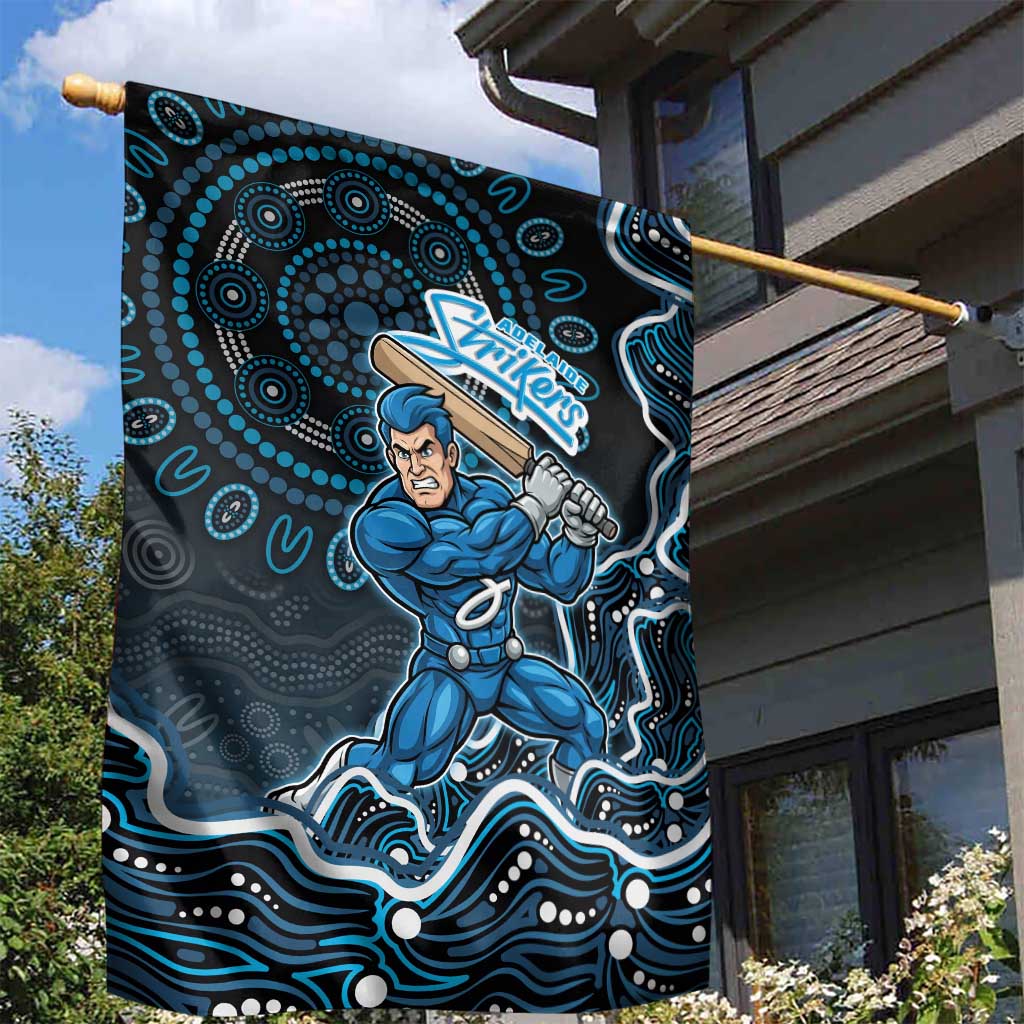 Adelaide Strikers Cricket Mascot Garden Flag Aboriginal Dot Art Blue And Black Tribal Pattern