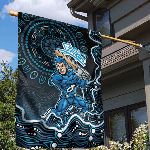 Adelaide Strikers Cricket Mascot Garden Flag Aboriginal Dot Art Blue And Black Tribal Pattern