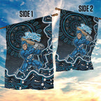 Adelaide Strikers Cricket Mascot Garden Flag Aboriginal Dot Art Blue And Black Tribal Pattern