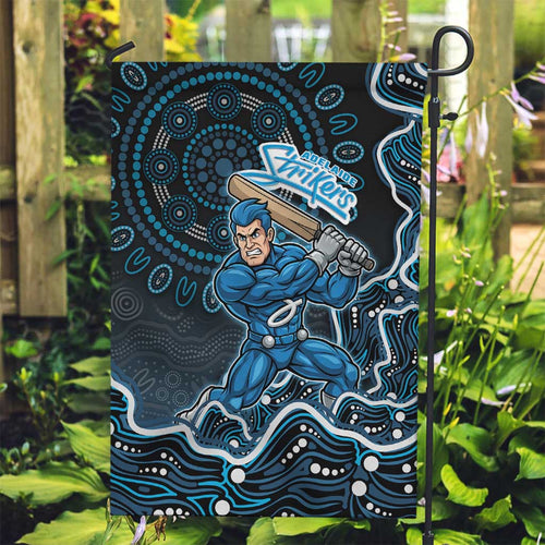 Adelaide Strikers Cricket Mascot Garden Flag Aboriginal Dot Art Blue And Black Tribal Pattern