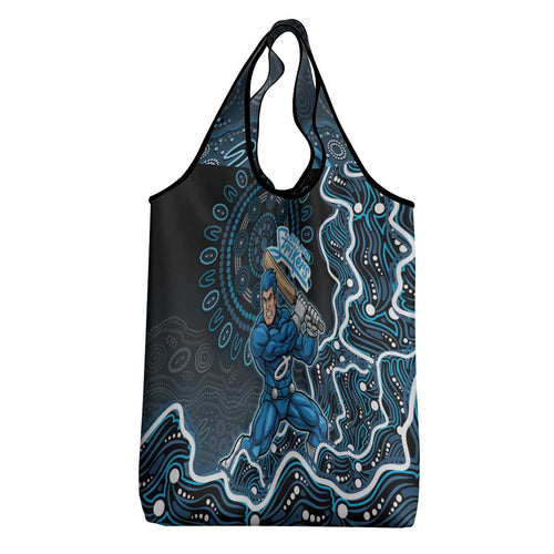 Adelaide Strikers Cricket Mascot Grocery Bag Aboriginal Dot Art Blue And Black Tribal Pattern