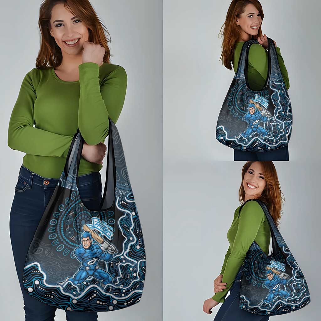 Adelaide Strikers Cricket Mascot Grocery Bag Aboriginal Dot Art Blue And Black Tribal Pattern