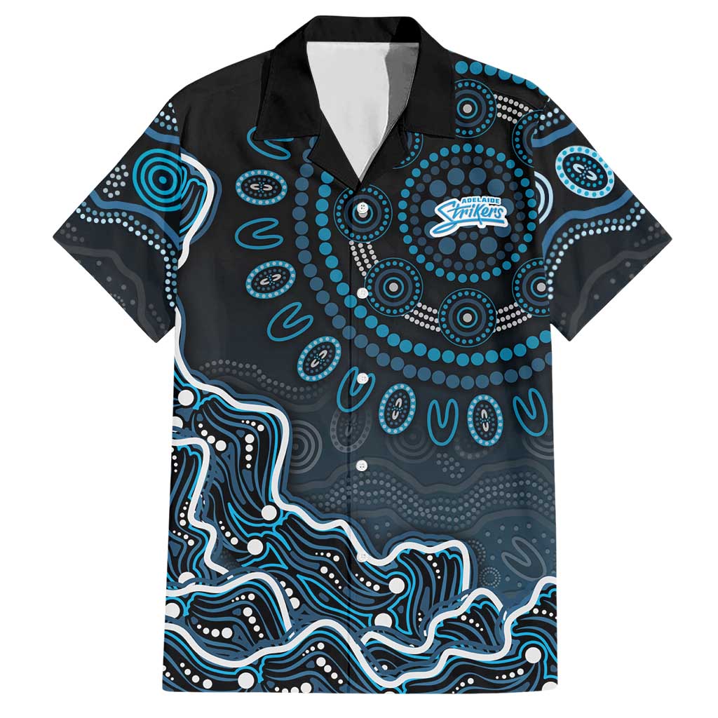Adelaide Strikers Cricket Mascot Hawaiian Shirt Aboriginal Dot Art Blue And Black Tribal Pattern