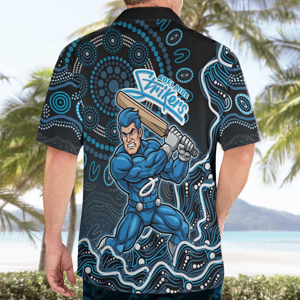 Adelaide Strikers Cricket Mascot Hawaiian Shirt Aboriginal Dot Art Blue And Black Tribal Pattern