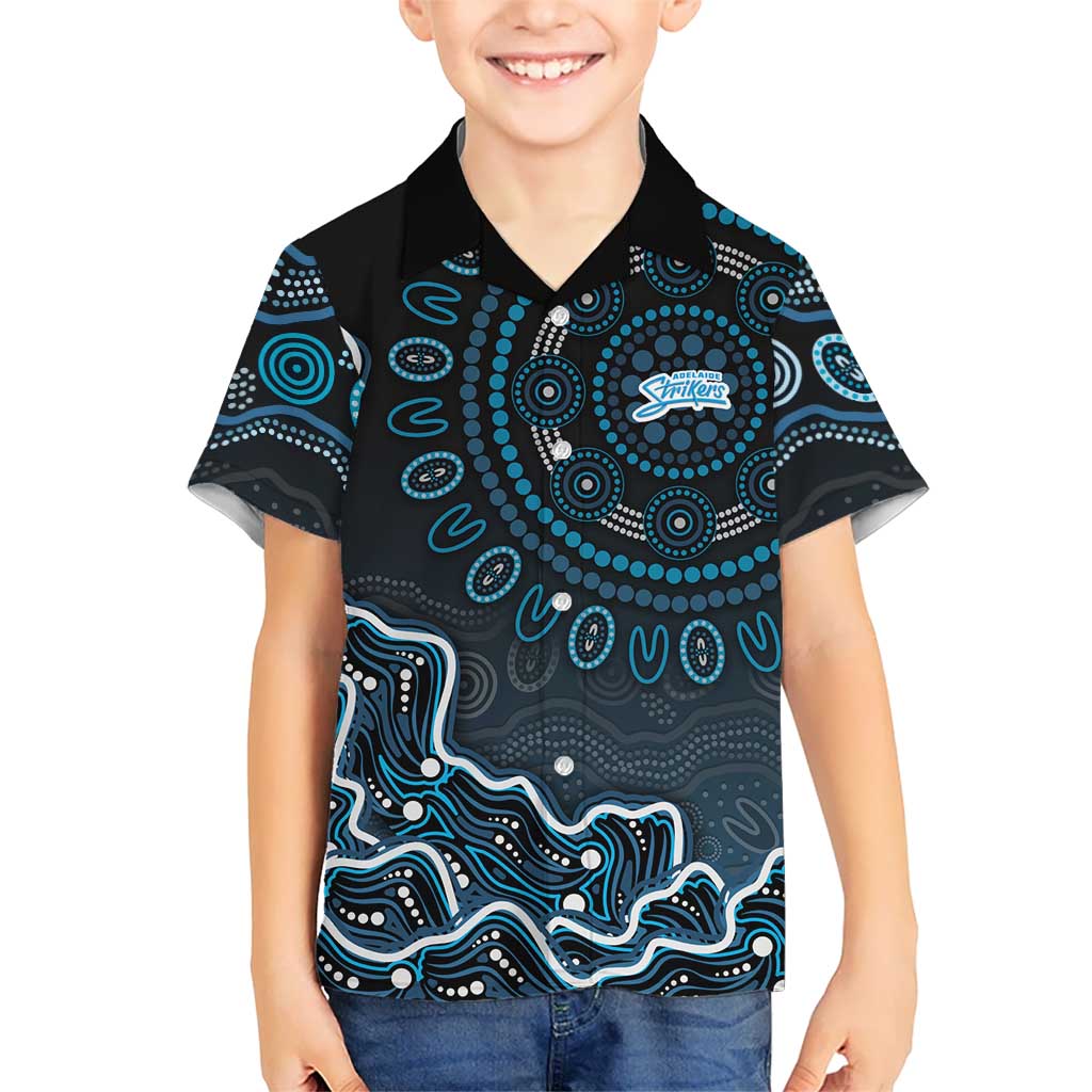 Adelaide Strikers Cricket Mascot Hawaiian Shirt Aboriginal Dot Art Blue And Black Tribal Pattern