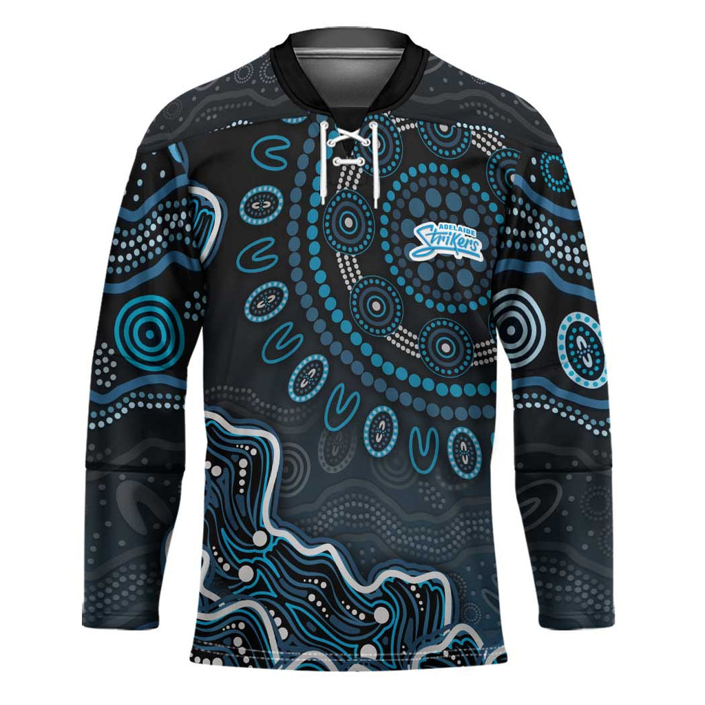 Adelaide Strikers Cricket Mascot Hockey Jersey Aboriginal Dot Art Blue And Black Tribal Pattern