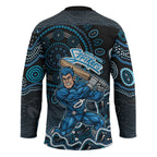 Adelaide Strikers Cricket Mascot Hockey Jersey Aboriginal Dot Art Blue And Black Tribal Pattern
