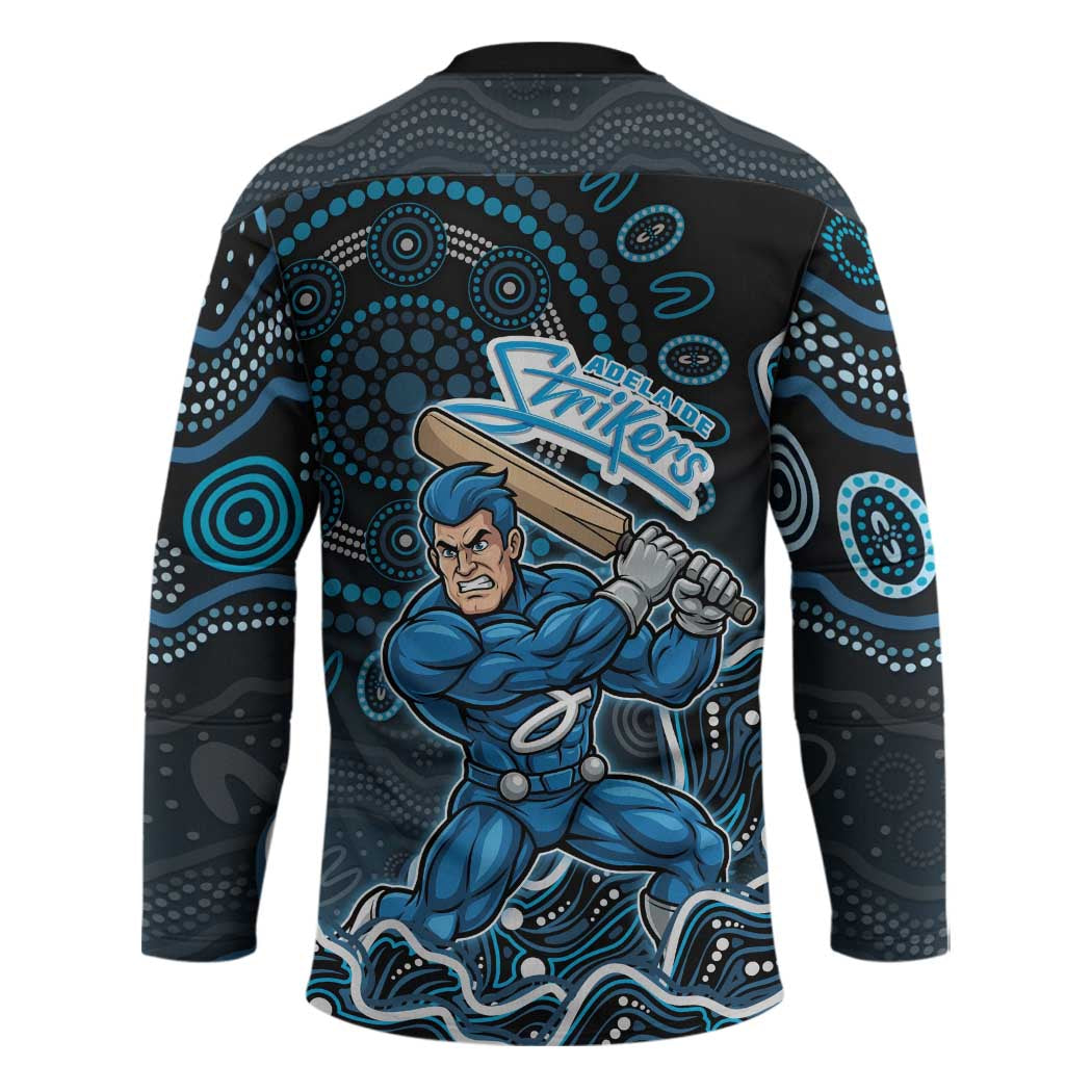 Adelaide Strikers Cricket Mascot Hockey Jersey Aboriginal Dot Art Blue And Black Tribal Pattern
