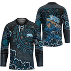 Adelaide Strikers Cricket Mascot Hockey Jersey Aboriginal Dot Art Blue And Black Tribal Pattern