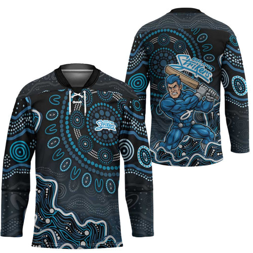 Adelaide Strikers Cricket Mascot Hockey Jersey Aboriginal Dot Art Blue And Black Tribal Pattern
