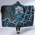 Adelaide Strikers Cricket Mascot Hooded Blanket Aboriginal Dot Art Blue And Black Tribal Pattern