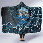 Adelaide Strikers Cricket Mascot Hooded Blanket Aboriginal Dot Art Blue And Black Tribal Pattern