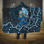 Adelaide Strikers Cricket Mascot Hooded Blanket Aboriginal Dot Art Blue And Black Tribal Pattern