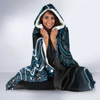 Adelaide Strikers Cricket Mascot Hooded Blanket Aboriginal Dot Art Blue And Black Tribal Pattern