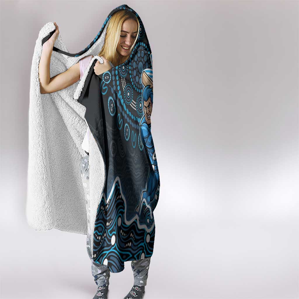 Adelaide Strikers Cricket Mascot Hooded Blanket Aboriginal Dot Art Blue And Black Tribal Pattern