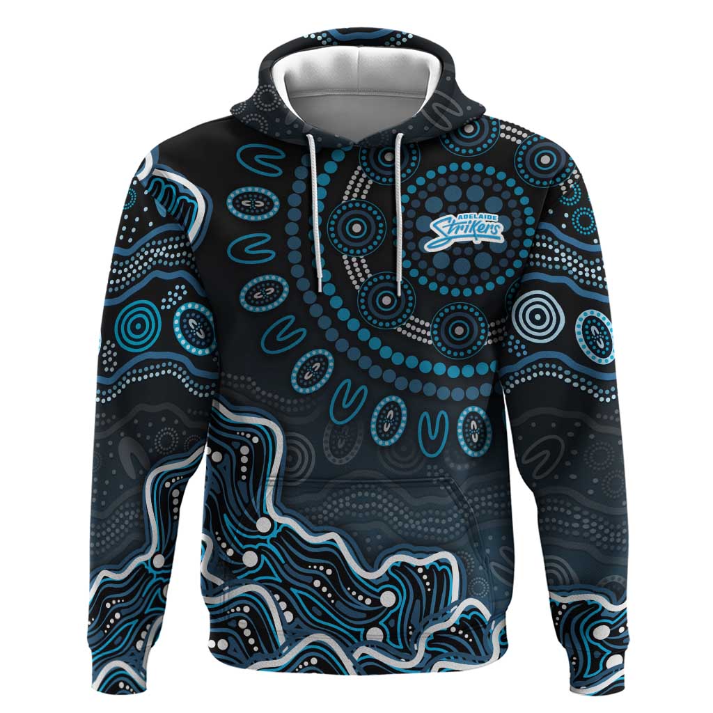 Adelaide Strikers Cricket Mascot Hoodie Aboriginal Dot Art Blue And Black Tribal Pattern