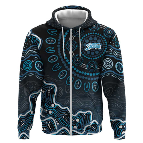 Adelaide Strikers Cricket Mascot Hoodie Aboriginal Dot Art Blue And Black Tribal Pattern