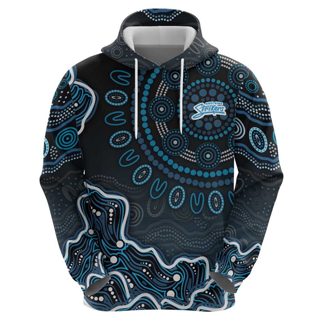 Adelaide Strikers Cricket Mascot Hoodie Aboriginal Dot Art Blue And Black Tribal Pattern