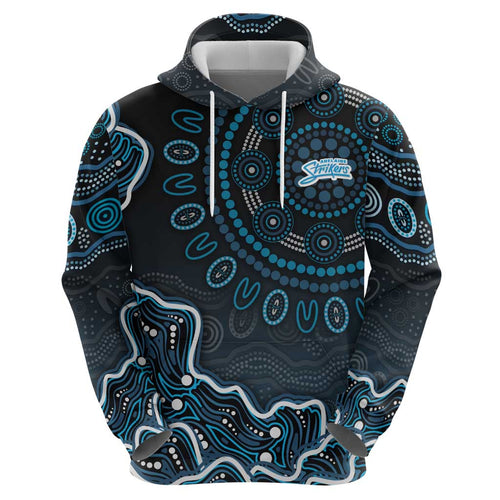 Adelaide Strikers Cricket Mascot Hoodie Aboriginal Dot Art Blue And Black Tribal Pattern