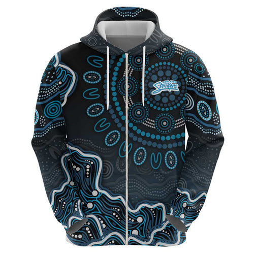 Adelaide Strikers Cricket Mascot Hoodie Aboriginal Dot Art Blue And Black Tribal Pattern