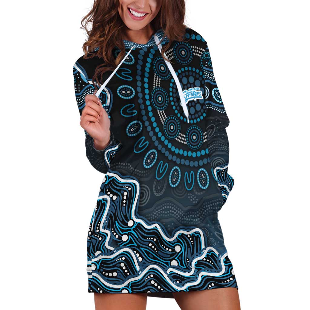 Adelaide Strikers Cricket Mascot Hoodie Dress Aboriginal Dot Art Blue And Black Tribal Pattern