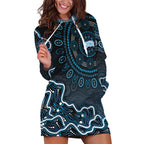 Adelaide Strikers Cricket Mascot Hoodie Dress Aboriginal Dot Art Blue And Black Tribal Pattern