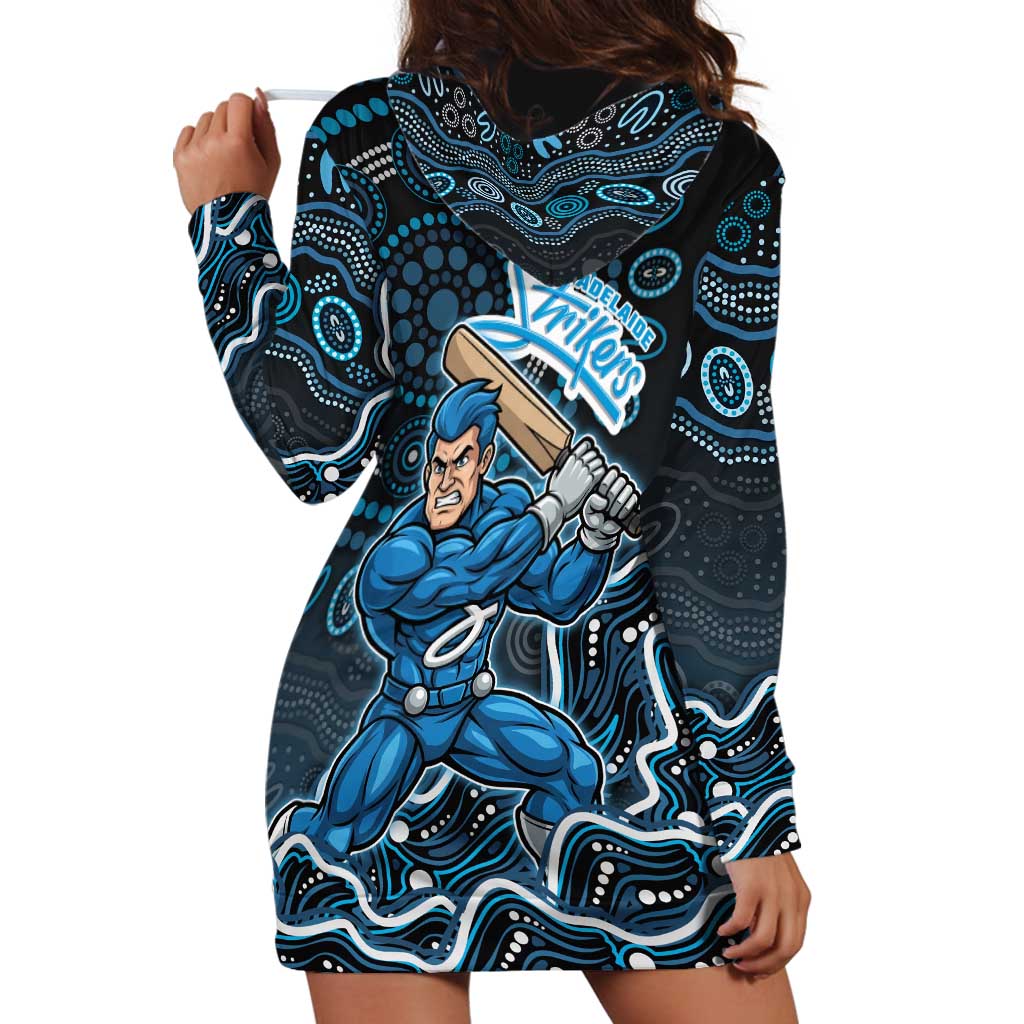 Adelaide Strikers Cricket Mascot Hoodie Dress Aboriginal Dot Art Blue And Black Tribal Pattern