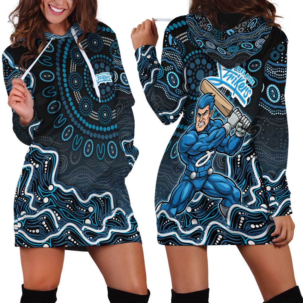 Adelaide Strikers Cricket Mascot Hoodie Dress Aboriginal Dot Art Blue And Black Tribal Pattern