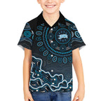 Adelaide Strikers Cricket Mascot Kid Hawaiian Shirt Aboriginal Dot Art Blue And Black Tribal Pattern
