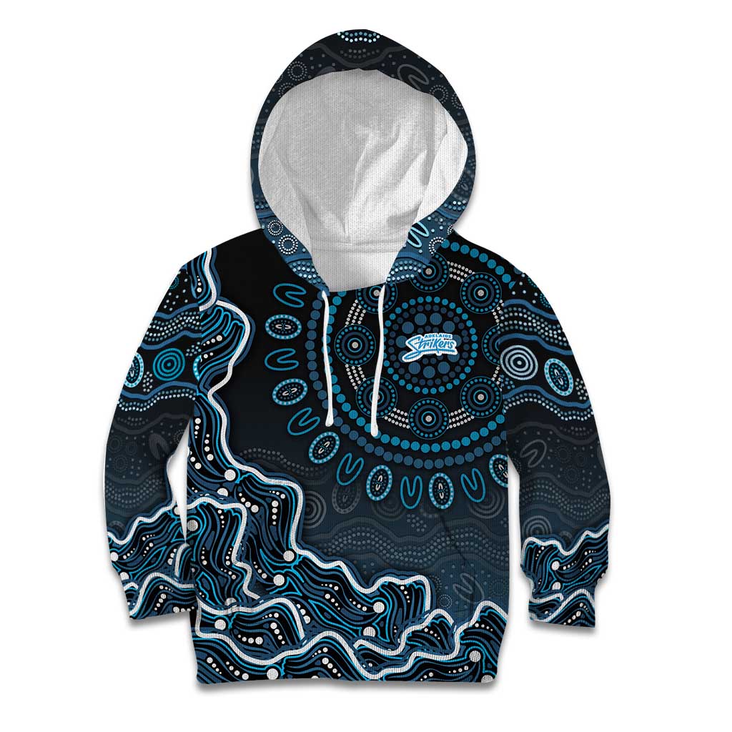 Adelaide Strikers Cricket Mascot Kid Hoodie Aboriginal Dot Art Blue And Black Tribal Pattern
