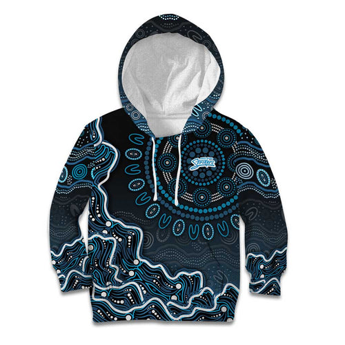 Adelaide Strikers Cricket Mascot Kid Hoodie Aboriginal Dot Art Blue And Black Tribal Pattern