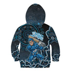 Adelaide Strikers Cricket Mascot Kid Hoodie Aboriginal Dot Art Blue And Black Tribal Pattern