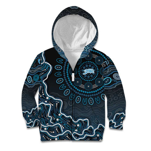 Adelaide Strikers Cricket Mascot Kid Hoodie Aboriginal Dot Art Blue And Black Tribal Pattern