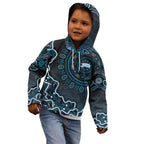 Adelaide Strikers Cricket Mascot Kid Hoodie Aboriginal Dot Art Blue And Black Tribal Pattern