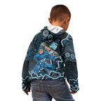 Adelaide Strikers Cricket Mascot Kid Hoodie Aboriginal Dot Art Blue And Black Tribal Pattern