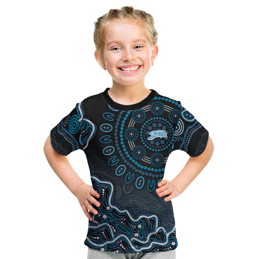 Adelaide Strikers Cricket Mascot Kid T Shirt Aboriginal Dot Art Blue And Black Tribal Pattern
