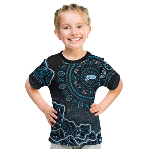 Adelaide Strikers Cricket Mascot Kid T Shirt Aboriginal Dot Art Blue And Black Tribal Pattern