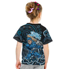 Adelaide Strikers Cricket Mascot Kid T Shirt Aboriginal Dot Art Blue And Black Tribal Pattern