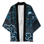 Adelaide Strikers Cricket Mascot Kimono Aboriginal Dot Art Blue And Black Tribal Pattern
