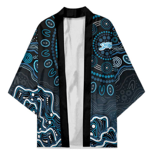Adelaide Strikers Cricket Mascot Kimono Aboriginal Dot Art Blue And Black Tribal Pattern